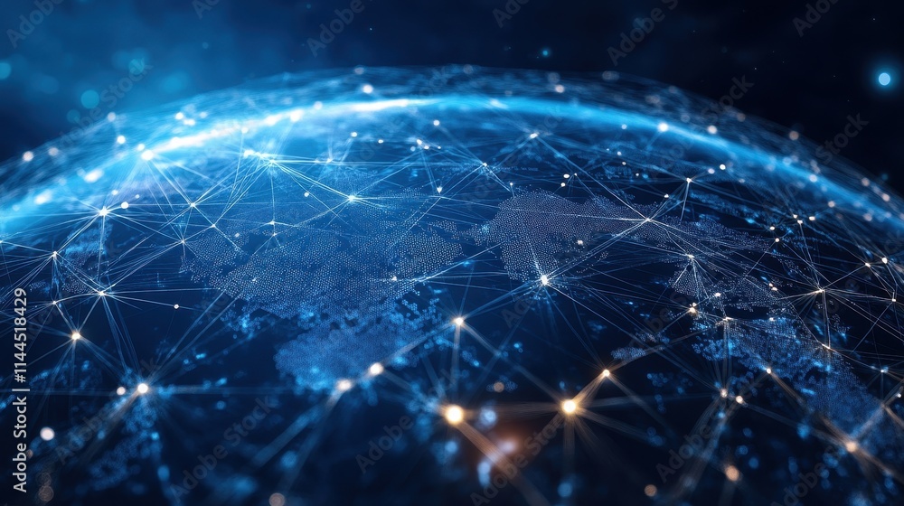 Global Network Connections Futuristic Earth.