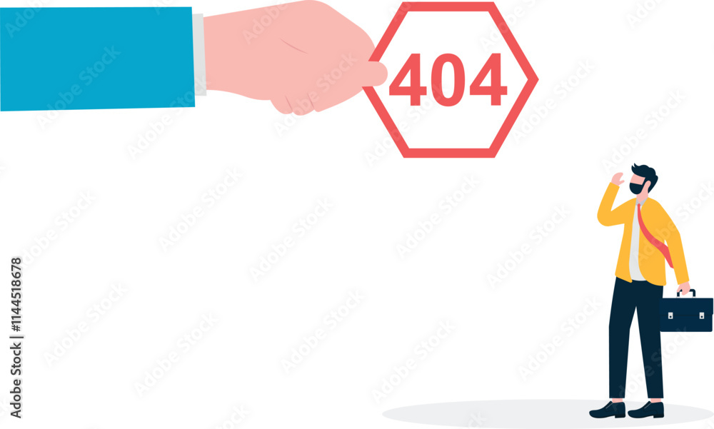 Business flat vector concept businessman dropped from cloud with sign 404 metaphor of connection failed. Illustration For Wallpaper, Banner, Background, Infographic, Book Illustration, And Web Landing Business flat vector concept businessman dropped from cloud with sign 404 metaphor of connection failed. Illustration For Wallpaper, Banner, Background, Infographic, Book Illustration, And Web Landing