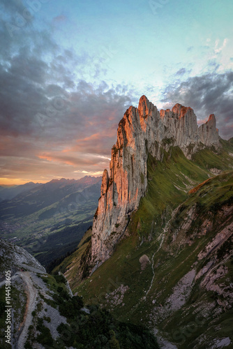 Obraz na płótnie Fälensee and Saxer Lücke in Switzerland w salonie
