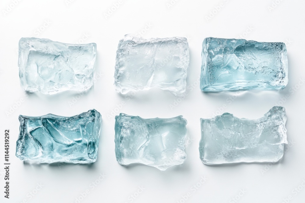 Obraz premium six ice blocks on a white background