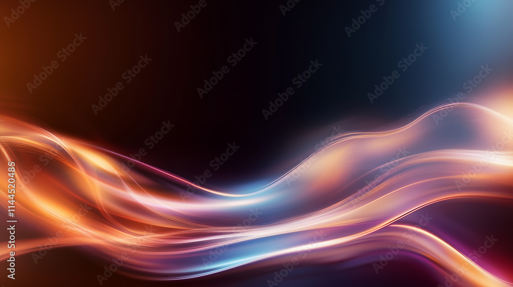 Bright flowing lines create a dynamic abstract design with warm and cool colors in a dark background Bright flowing lines create a dynamic abstract design with warm and cool colors in a dark background