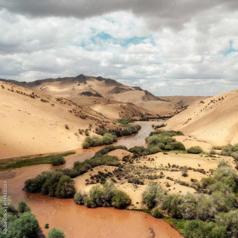 Gobi Desert and Lakes in Central Mongolia