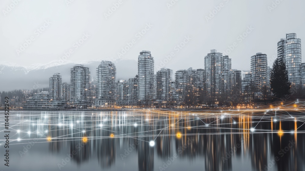 Fototapeta premium Futuristic Cityscape Smart City Technology and Urban Development.