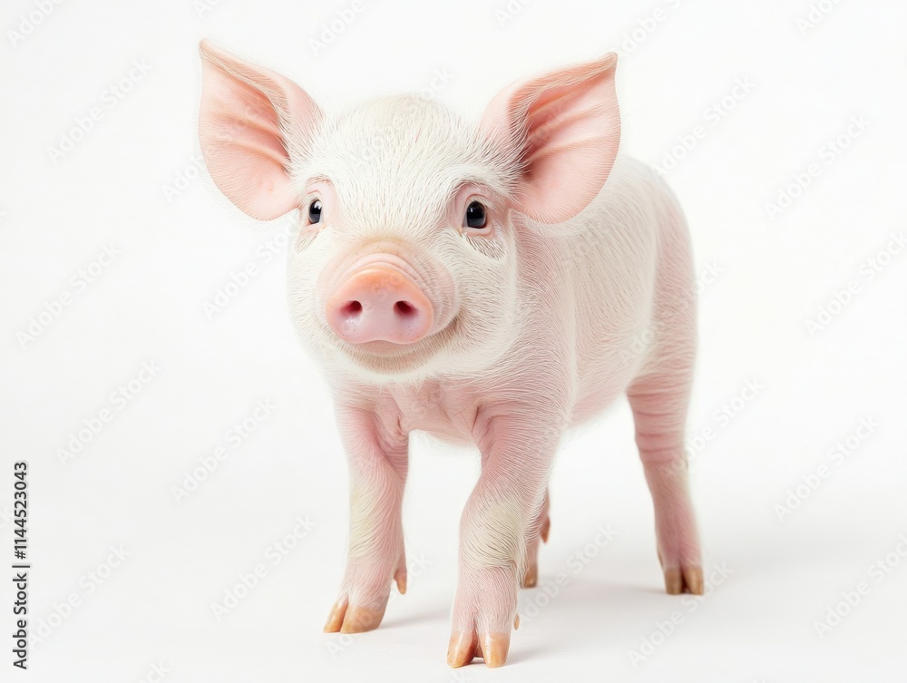 a cute piglet standing on a white background a cute piglet standing on a white background