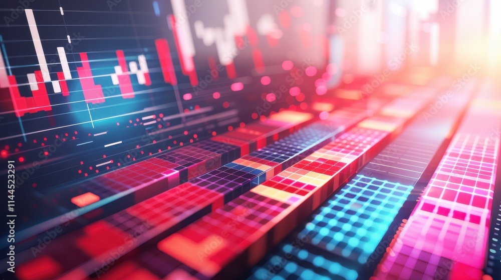 Abstract Data Visualization Glowing Bars and Charts. Abstract Data Visualization Glowing Bars and Charts.