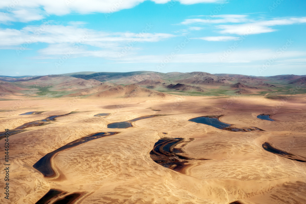 Gobi Desert and Lakes in Central Mongolia
