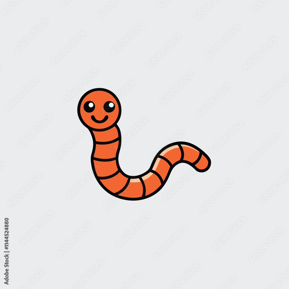 Fototapeta premium Cute Earthworm cartoon Vector Hand Drawn Illustration Isolated On Transparent Background