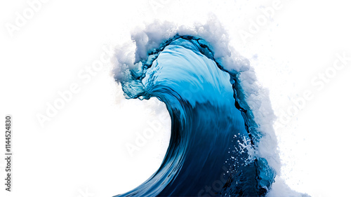 A breathtaking view of dynamic blue ocean waves crashing, showcasing the raw power and beauty of nature. photo