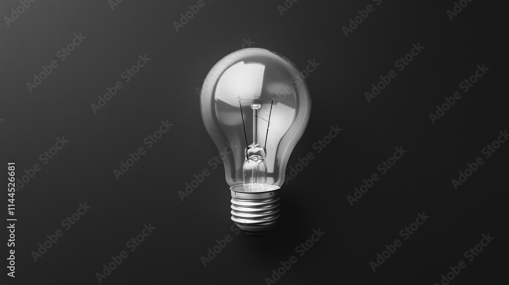 Close-up of a single clear incandescent light bulb on a black background. Conceptual energy design. Close-up of a single clear incandescent light bulb on a black background. Conceptual energy design.