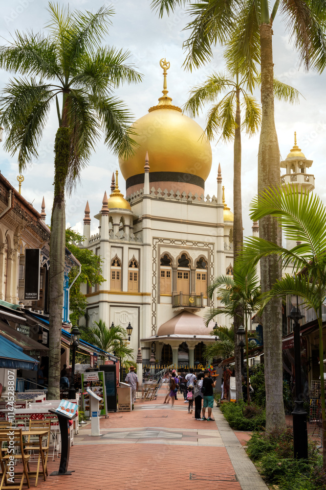 Bussorah Street with Sulta Mosque in Singapore