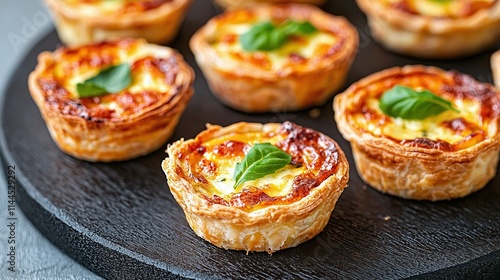 Delicious Mini Quiches with Basil Garnish Appetizer Delights