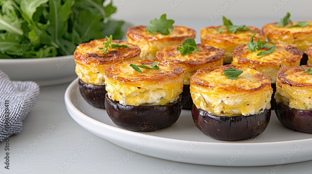 Delicious Eggplant and Cheese Baked Cups Appetizer Delicious Eggplant and Cheese Baked Cups Appetizer
