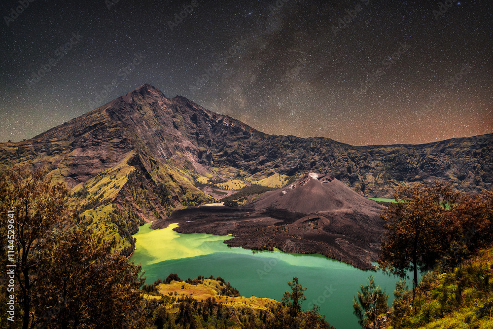 Mount Rinjani on Lombok in Indonesia