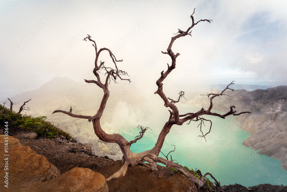Mount Ijen Volcano on Java in Indonesia
