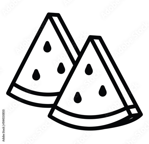 Illustration or icon of watermelon slices