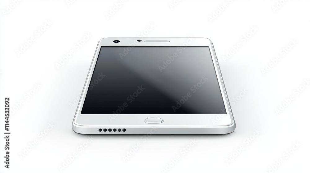 White mobile phone in front and perspective view. Vector realistic clay mockup of modern smartphone with blank screen. Template for presentation digital smart device White mobile phone in front and perspective view. Vector realistic clay mockup of modern smartphone with blank screen. Template for presentation digital smart device