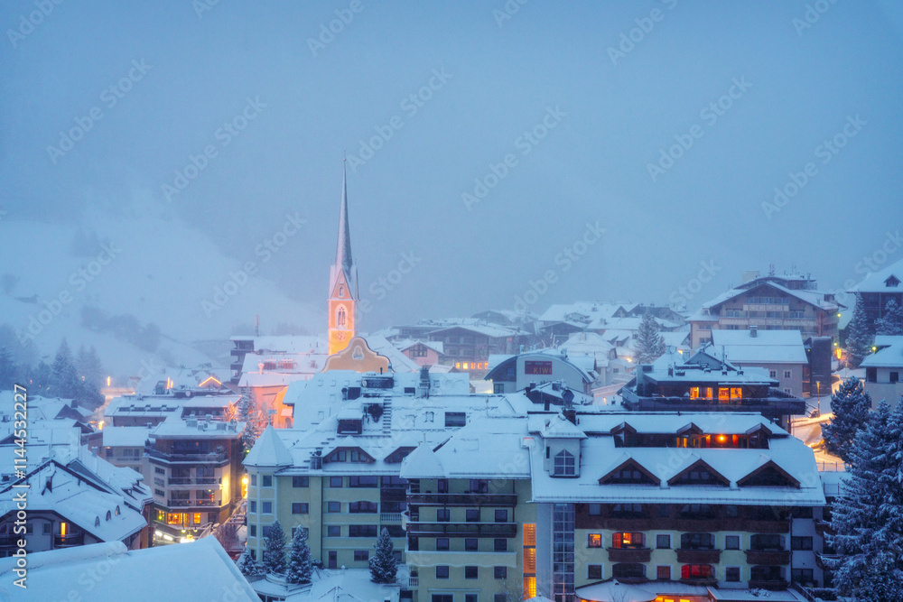 Ischgl Skiing Town during Sunrise