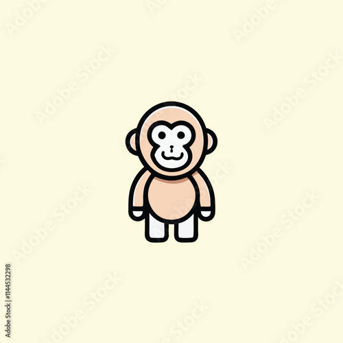 Cartoon cute baby gorilla sitting, Illustration of Chimpanzee isolated white background photo