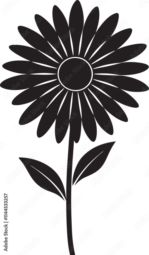Isolated daisy line art floral clipart silhouette 