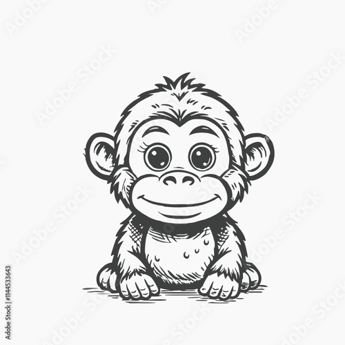 Cute gorilla cartoon Illustration Isolated On Transparent Background
