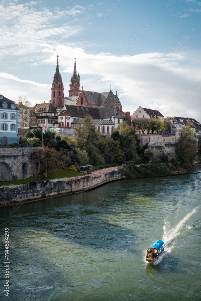 Cathedral of Basel with River Rhine