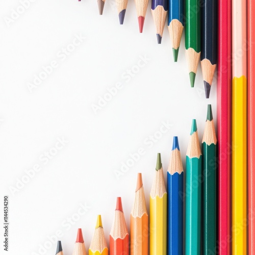 A vibrant array of colored pencils arranged creatively, perfect for art and design inspiration, showcasing various colors and tips.