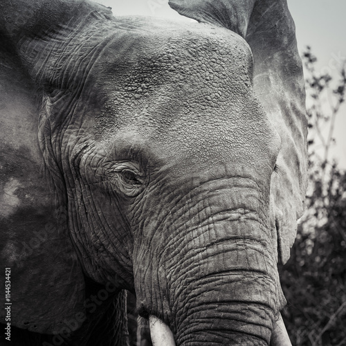 Obraz na płótnie Elephant Black and White in Uganda w salonie