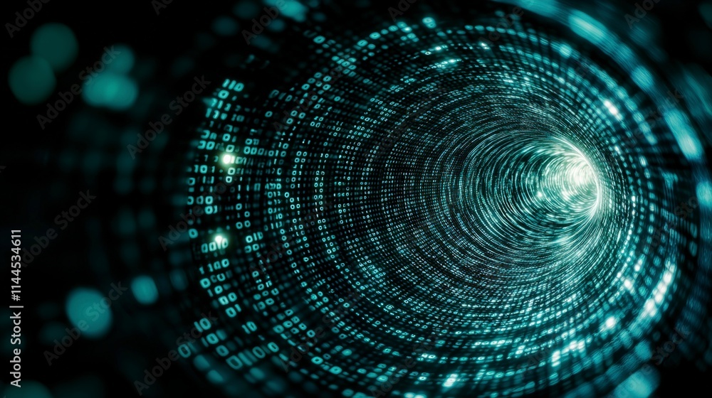 Digital Data Stream Futuristic Binary Code Tunnel Digital Data Stream Futuristic Binary Code Tunnel