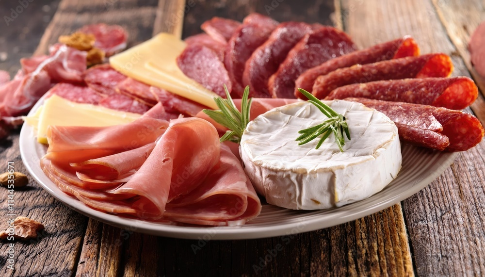 appetizer - Selection of ham, salami and cheese appetizer - Selection of ham, salami and cheese