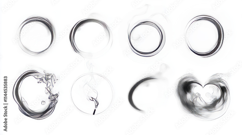 Realistic set of dust rings isolated on transparent background. Vector illustration of circle, oval, heart shape steam evaporation, cigarette, vape, hookah swirls, puff effect, co2 smog emission Realistic set of dust rings isolated on transparent background. Vector illustration of circle, oval, heart shape steam evaporation, cigarette, vape, hookah swirls, puff effect, co2 smog emission