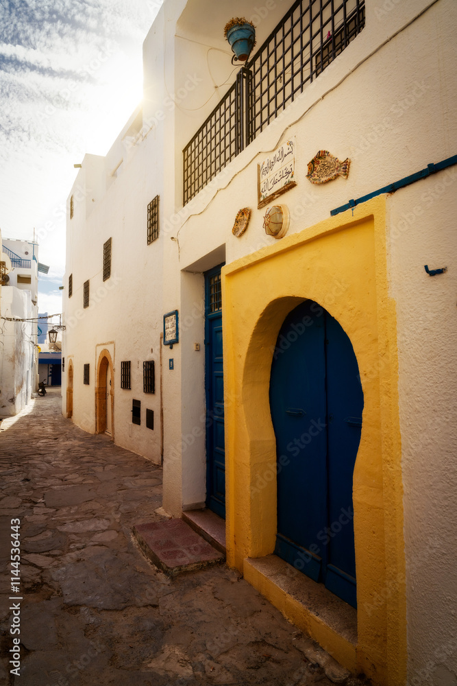 Sidi Bou Said In Tunis, Tunesia (Text says: In the name of God, the world is at peace with God)