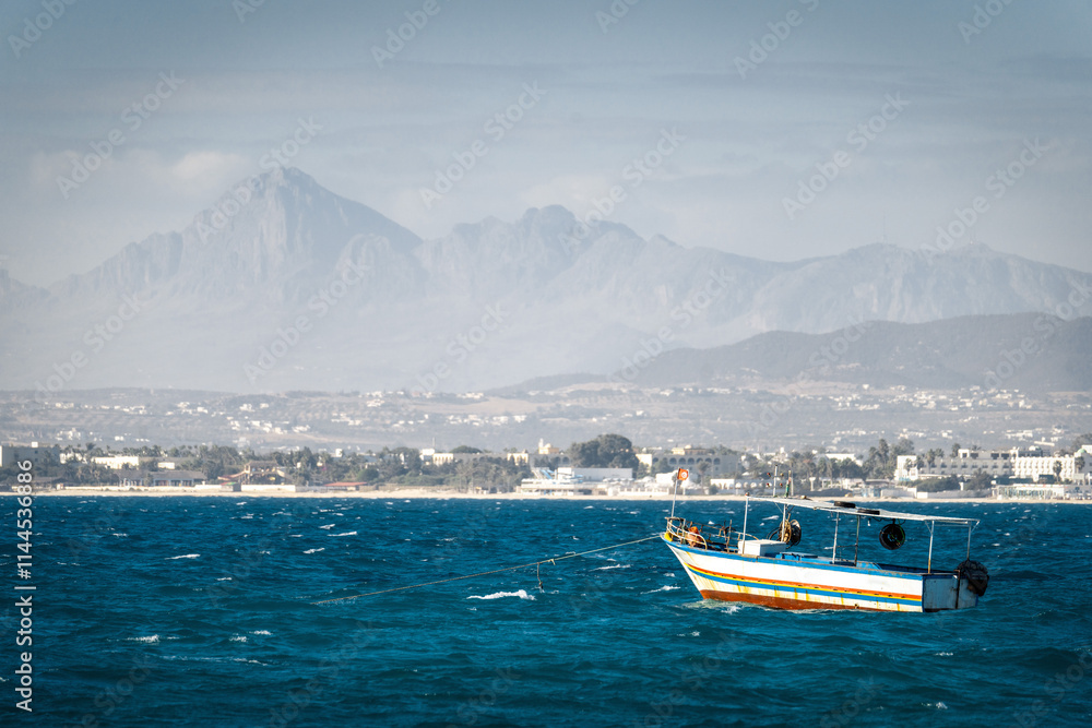 Boat in the Bay of Monastir Tunisia