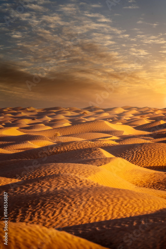 Obraz na płótnie Sahara Desert Sunset and Road in Tunesia w salonie