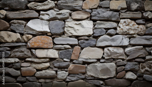 Rustic Stone Wall Texture, Stacked Rocks Background, Natural Architectural Design, Rough Construction Material, Historic Aesthetic, Copy Space