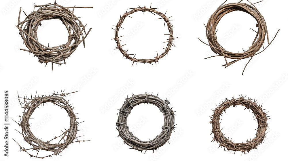 Intricate barbed wire designs, four variations for security fencing and boundary protection applications Intricate barbed wire designs, four variations for security fencing and boundary protection applications