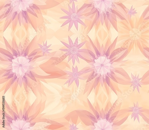 Floral Inspired Geometric Tiles, Floral Geometric Design with Radial Patterns