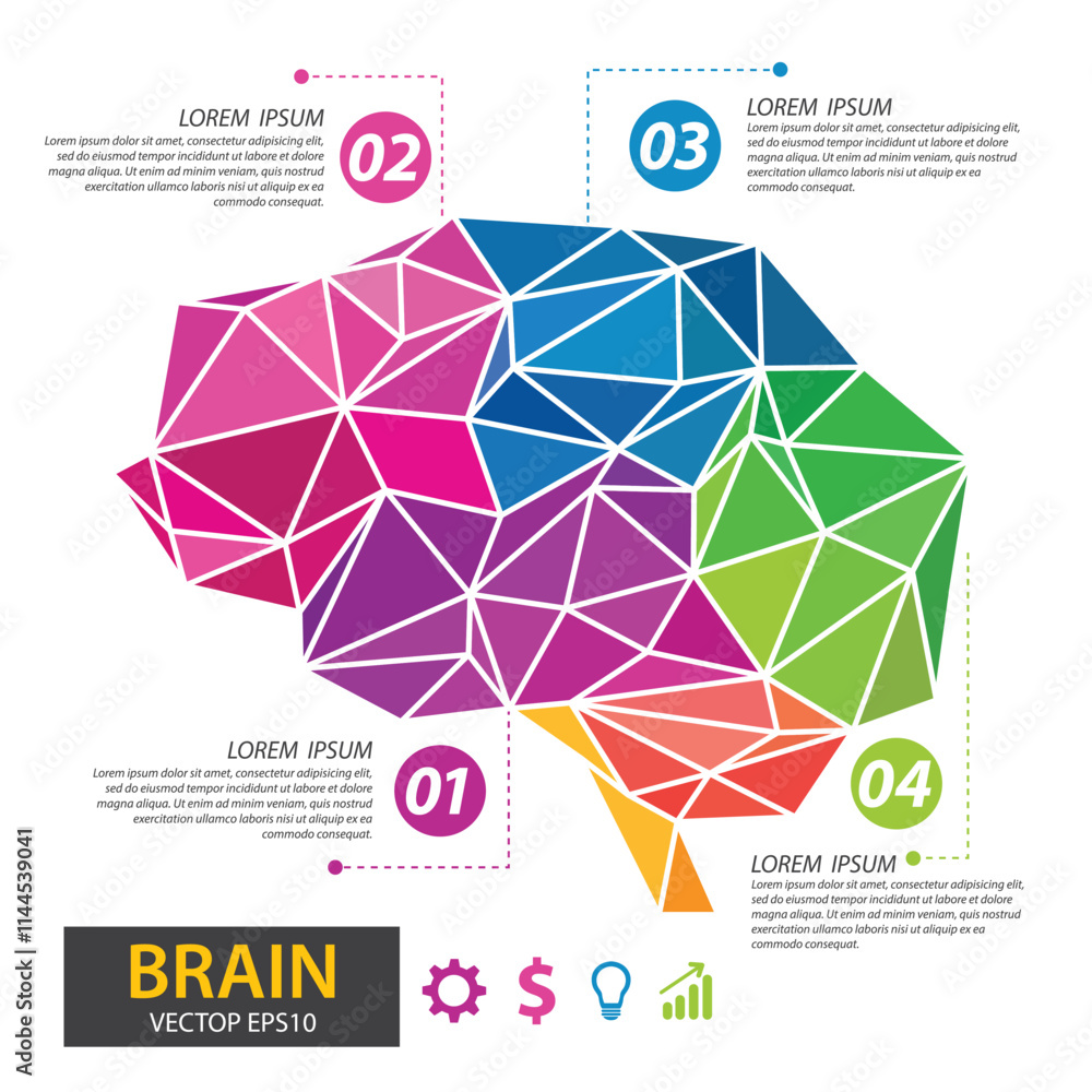 Fototapeta premium Infographics vector brain design. vector illustration.