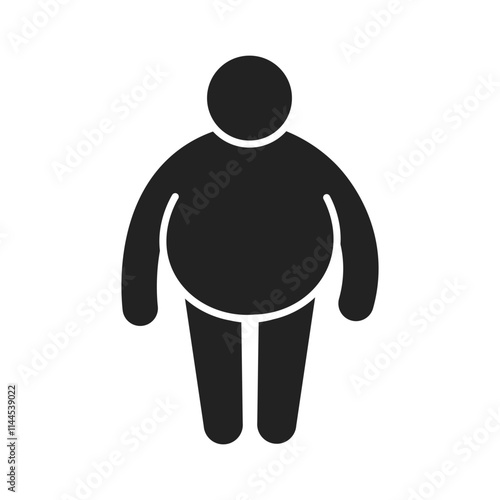 Isolated pictogram icon of fat person, obesity, big body man, unhealthy abdominal