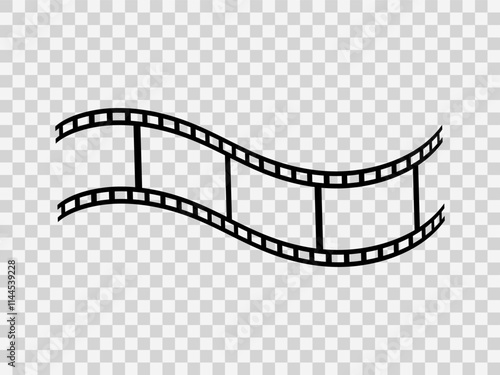 Curved film strip icon in vector. Vintage film reel template with empty space for posters and albums 