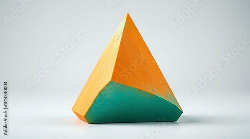 Abstract Geometric Pyramid: Vibrant Orange and Teal Hues