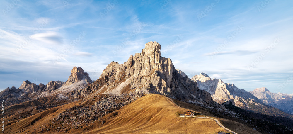 Passo Giau in Italian Dolomites during Sunset