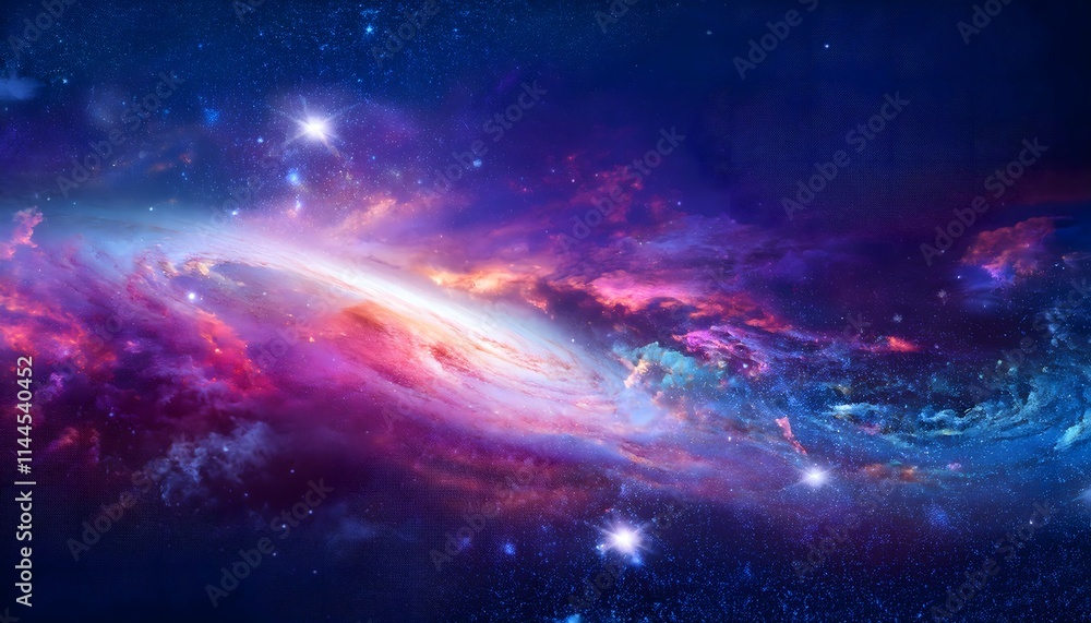 Fototapeta premium Stunning galaxy background with bright cosmic colors like dark purple, electric