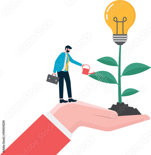 Business team planting idea tree irrigate ground for growth. Business Landing Page.

