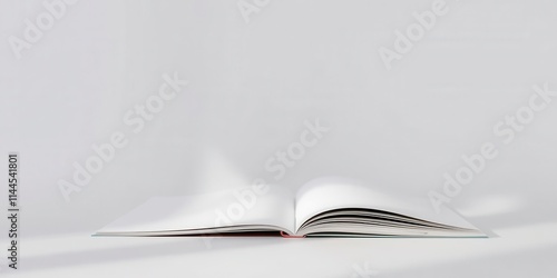 An open vertical photo album mockup displaying various blank pages for customization, layout, design, template