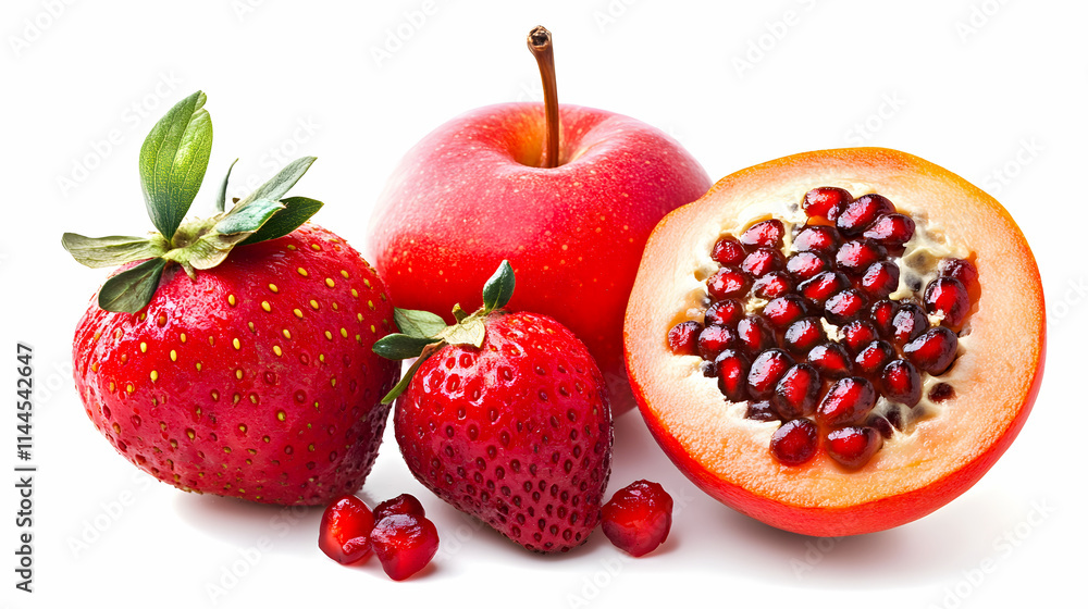 Ripe fruits displayed against a white background. Ripe fruits displayed against a white background.