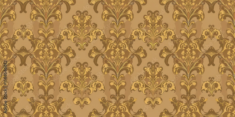 Intricate floral pattern with scrolling vines in a seamless damask design, pattern, regal, repeat Intricate floral pattern with scrolling vines in a seamless damask design, pattern, regal, repeat