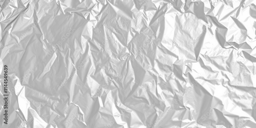 Shiny silver foil with wrinkled texture for design projects, silver foil, surface Shiny silver foil with wrinkled texture for design projects, silver foil, surface