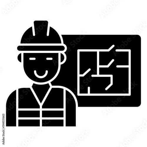 Avatar wearing hard hat, icon of engineer