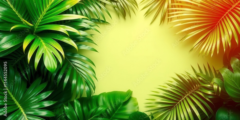 Vibrant tropical palm leaves in various shades of green, perfect for summer or vacation-themed designs, botanical, tropical vibes, tropical decor Vibrant tropical palm leaves in various shades of green, perfect for summer or vacation-themed designs, botanical, tropical vibes, tropical decor