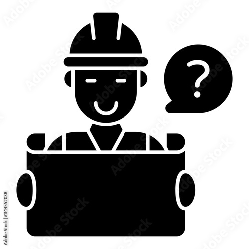 Avatar wearing hard hat with question mark, icon of unknown labor